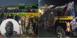 Collage photo of a bus and a matatu involved in a road accident along the Nairobi-Nakuru highway.